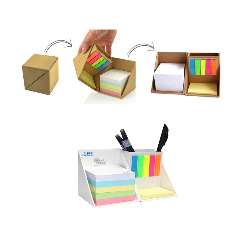 Hot selling promotion custom portable folding advertising magic cube box composition note pen holder memo pad