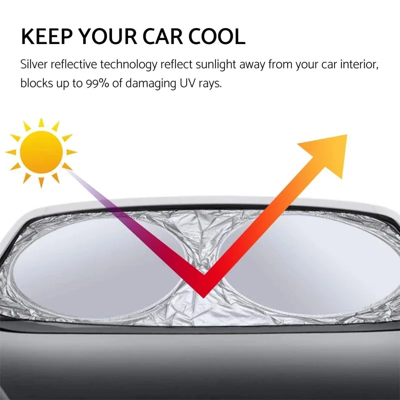 Windshield Sunshades Foldable Car Front Window Sunshade for Most Car SUV Truck Vans Visor Blocks UV Rays and Heat Protection