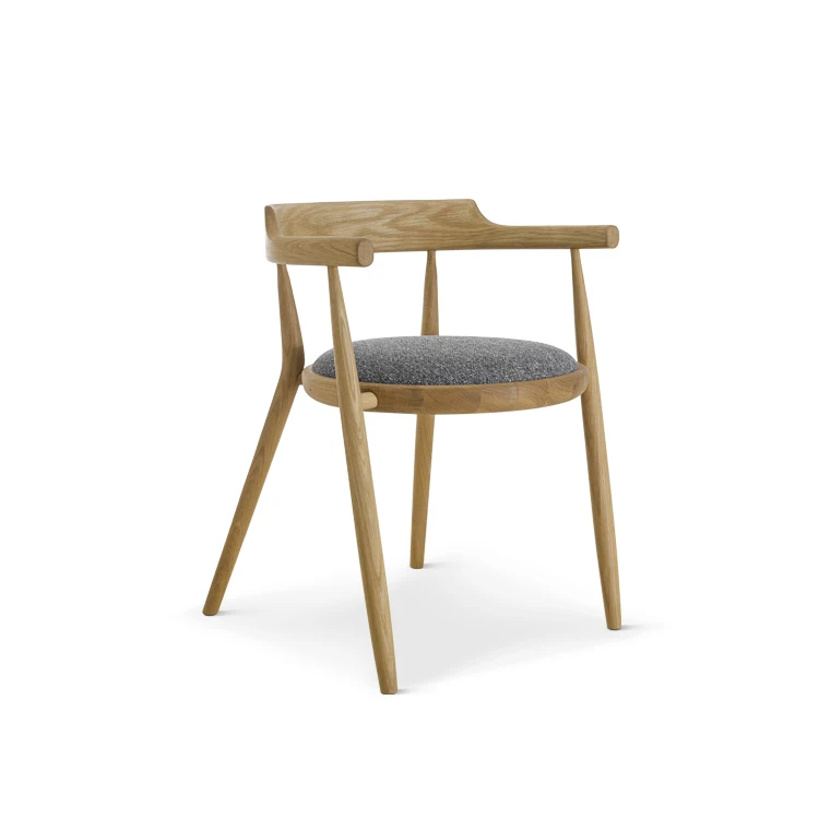 HONGJIA HJCH2113O-03 Newest Hot Sale High End Fas Class Of Lumber Single Solid Bend Wood Rail Round Seat Chair