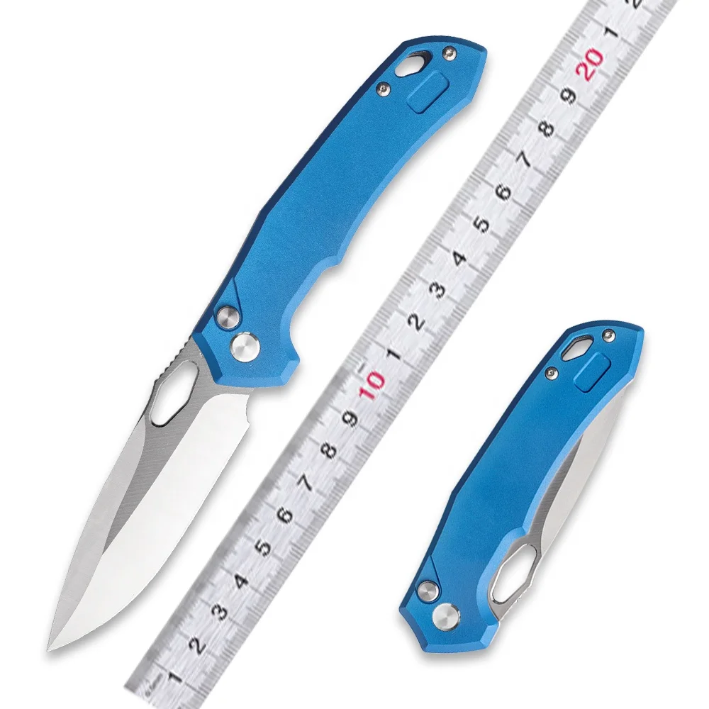 Razor-Sharp Blade Portable Knife Outdoor VG10 Steel Blade Aluminum Blue Coating Handle Folding Knife With Button