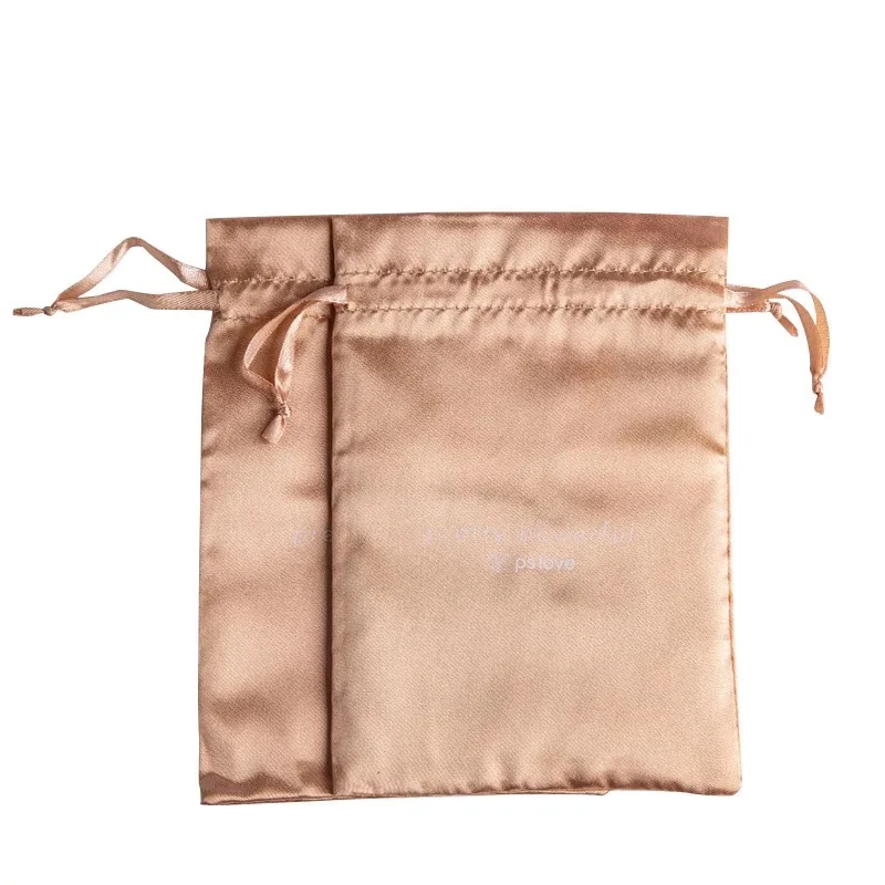 Wig satin bag packaging Promotional Pouches drawstring Satin bundle hair satin bag