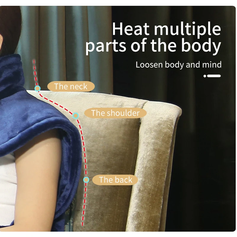 Electric Warming Heating Massage Shawl Blanket Heated Pad for Neck Back Warmer Heat Wrap Adjustable Temperature Setting Belt