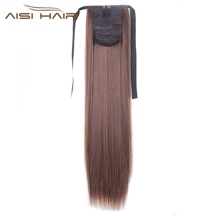 Aisi Hair Long Straight Bandage Synthetic Ponytail Heat Resistant Fiber Hairpiece Clip In Hair Extension for Woman