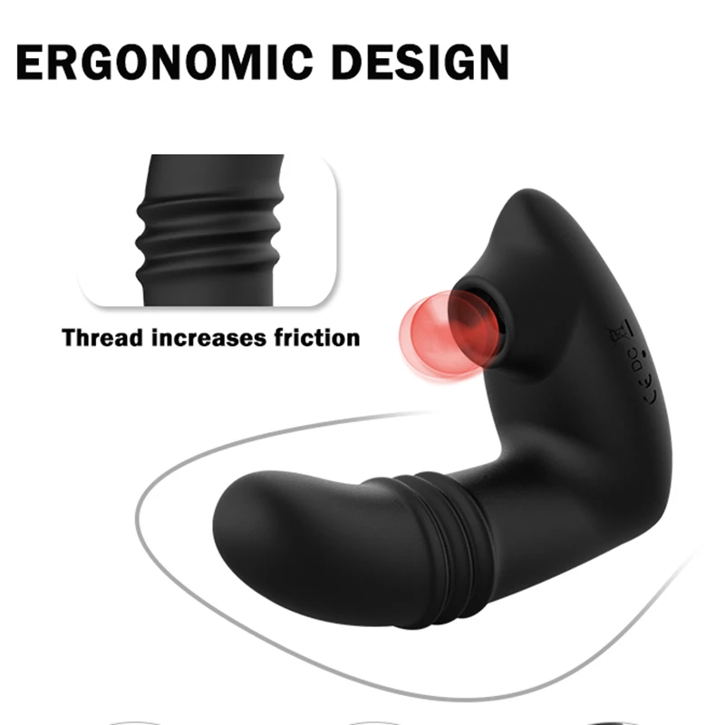Retractable thrusting double vibration male female adult masturbation prostate massager G-spot Massage anal plug adult toy