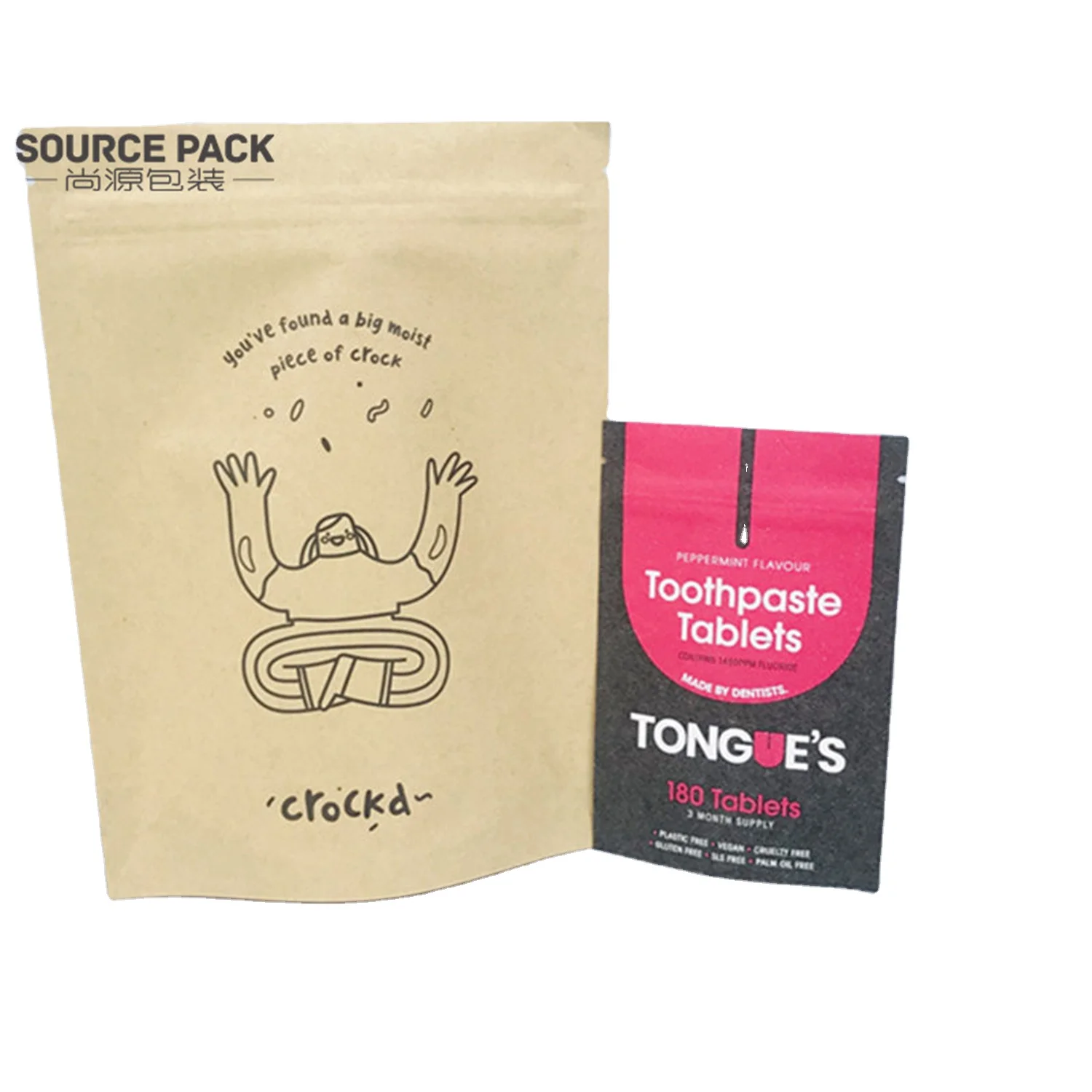  Compostables Resealable Biodegradable Kraft Paper Bag Custom