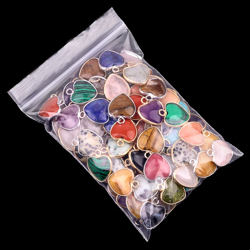 China Wholesale Unisex Vintage Style 15*15mm Heart Shape Red Jasper Pendant Fashionable Heart Shape Connector with Gold Plating