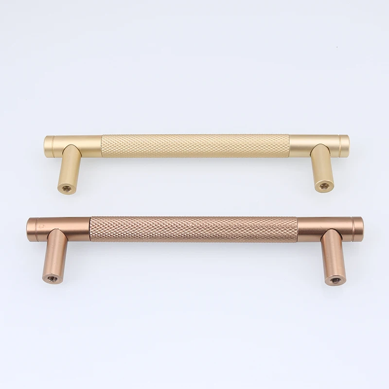 Customized Simplicity Solid Gold Colour Furniture Handle Luxury Matte T-Shape Bathroom Cabinet Wardrobe Handle