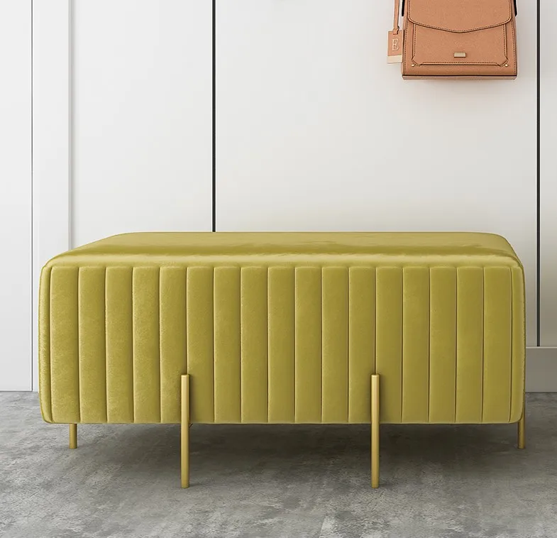 
2021 Velvet Stool Chairs And Ottoman Shoe Stool With Metal Legs 