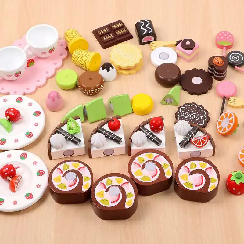 CMC New wooden cake play toys for kids,Popular wooden toy birthday cake for children,Wooden Kitchen Toy Cake Play Set