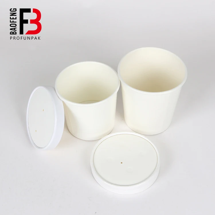 hot soup paper bowl disposable white greaseproof and water proof food container