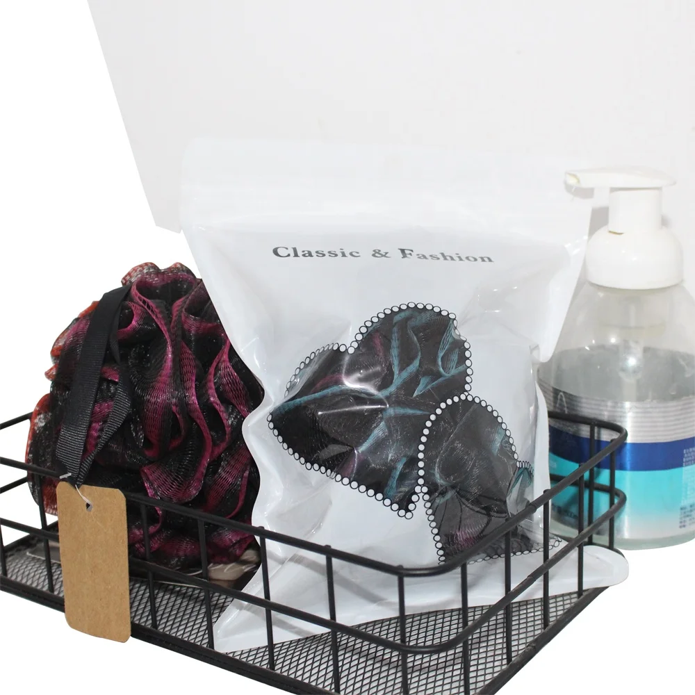 Custom Product Plastic Packaging Bath Wash Loofah Sponge Ball Body Bath Sponge