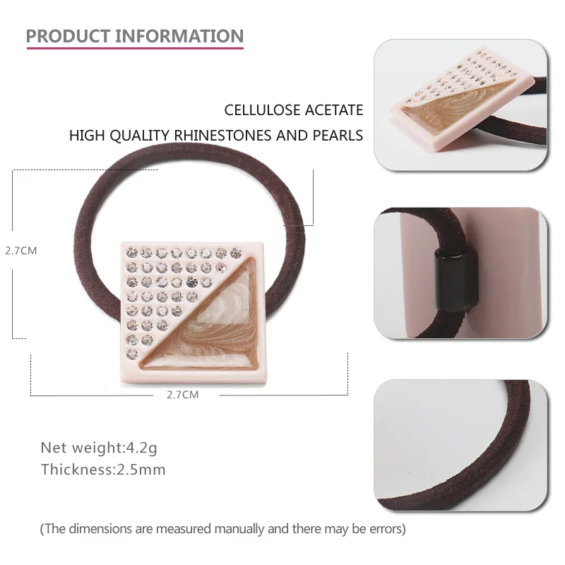 Custom Acetate Kids Hair Bands Cute Star Shape Flower Shape Elastic Hair Bands Rhinestone Steel Hair Ties