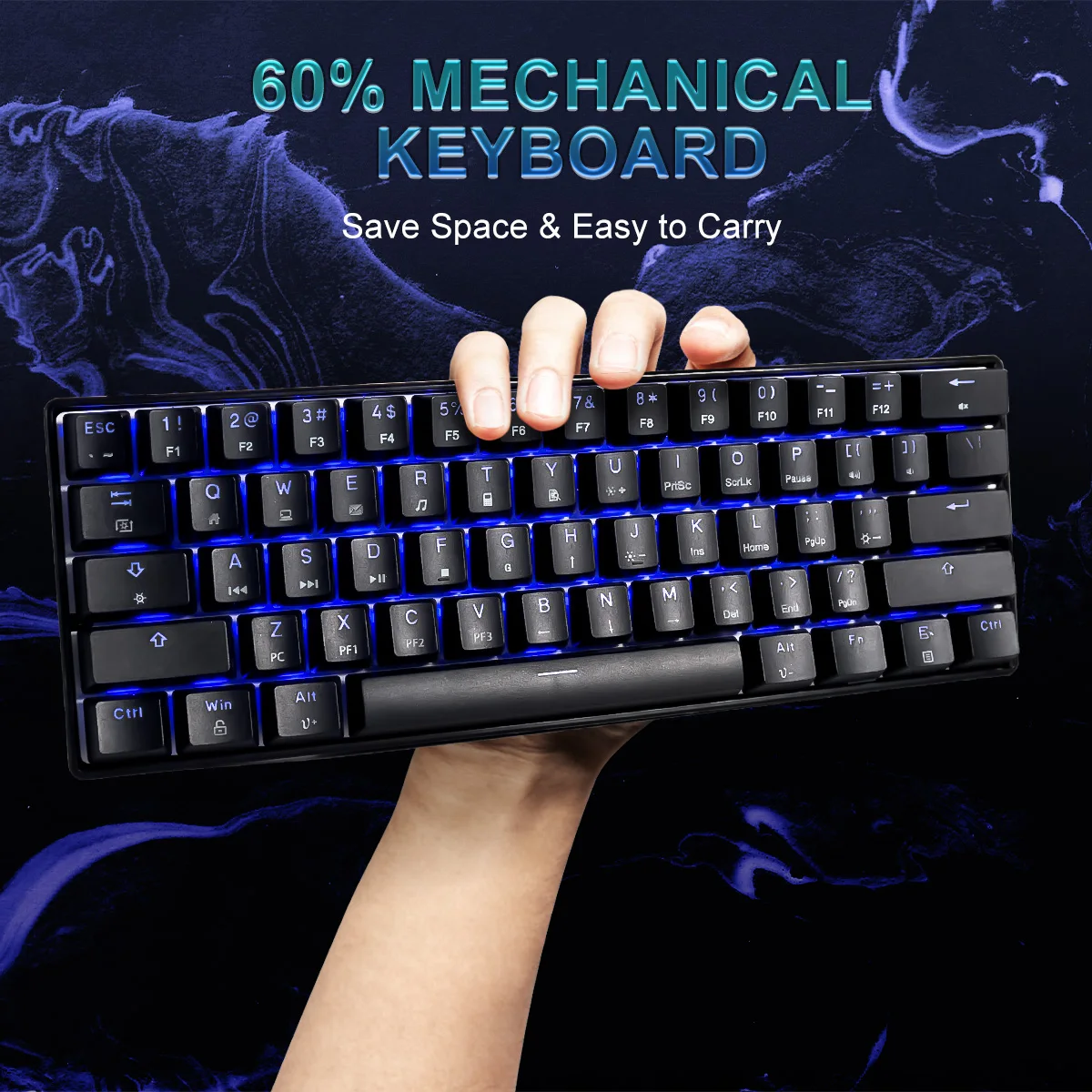 
61 keys laser carving rgb wireless axis gaming keyboard rgb mechanical hotswap mechanical keyboard for laptop 