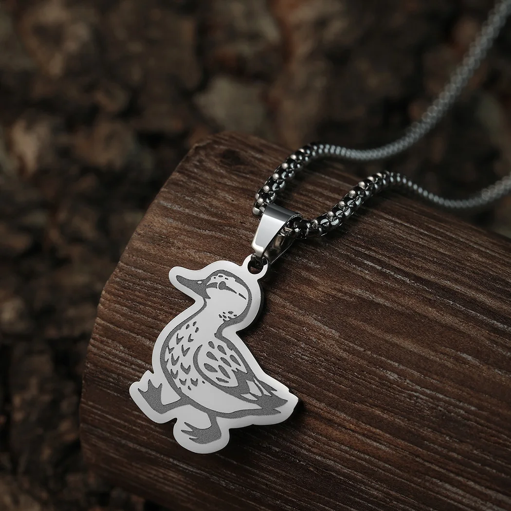 Cute Duck Walking Pendant Necklace For Women Children Jewelry Lovely Animal Gold Necklace Gift