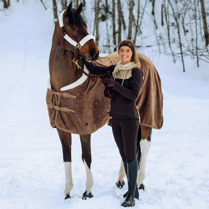 Оптовая продажа флисовый ковер Equine с меховым воротником прочное одеяло для лошадей теплые зимние коврики на заказ оборудование конного