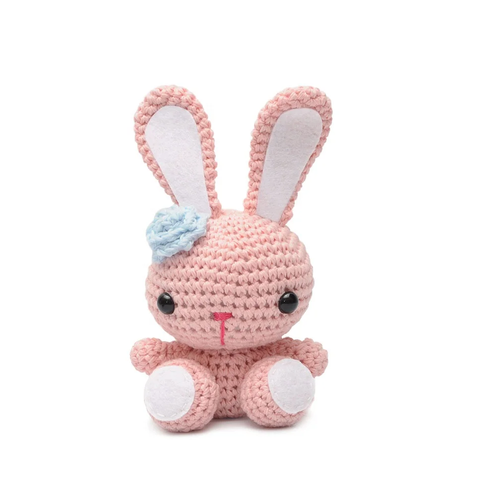 
Stuffed Knit Fabric Baby Rattle Rabbit Cute Crochet Baby Toy Bunny 