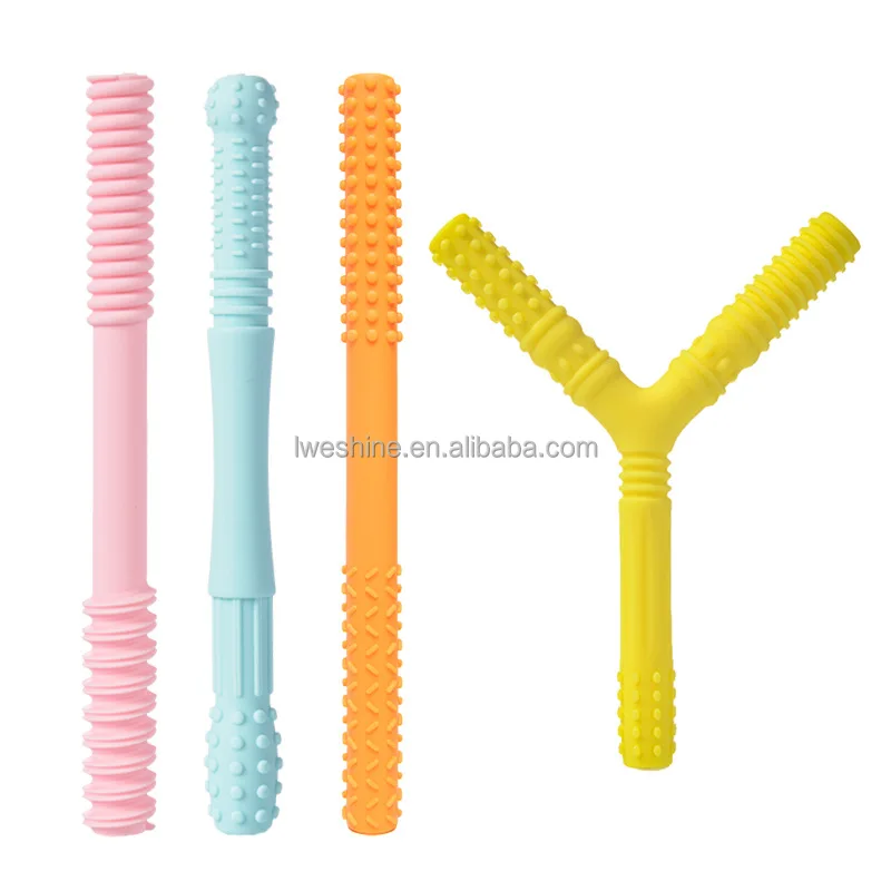Hollow teething tubes baby silicone teethers chewy tube toys for baby 0-6 months baby teether
