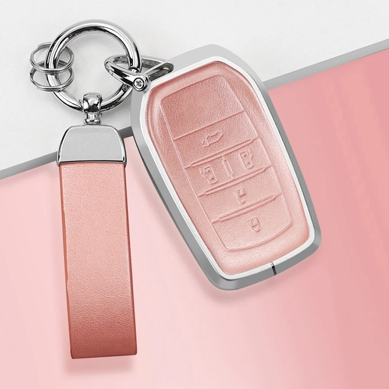 Wholesale fashion leather aluminum alloy car key case cover For Toyota aluminum alloy car key case