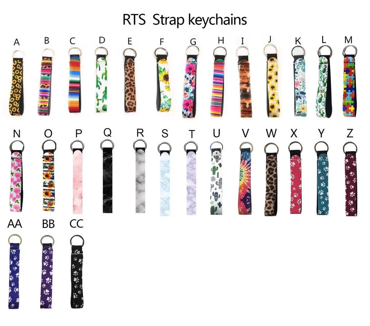 RTS Neoprene Bracelet Wristband Key Fob wrist strap keychain