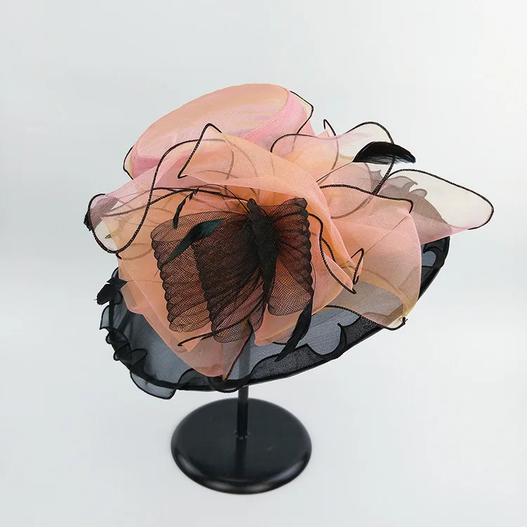 
Fashion Elegant Decorate Sinamay Women Dress Church Hats With Feather 