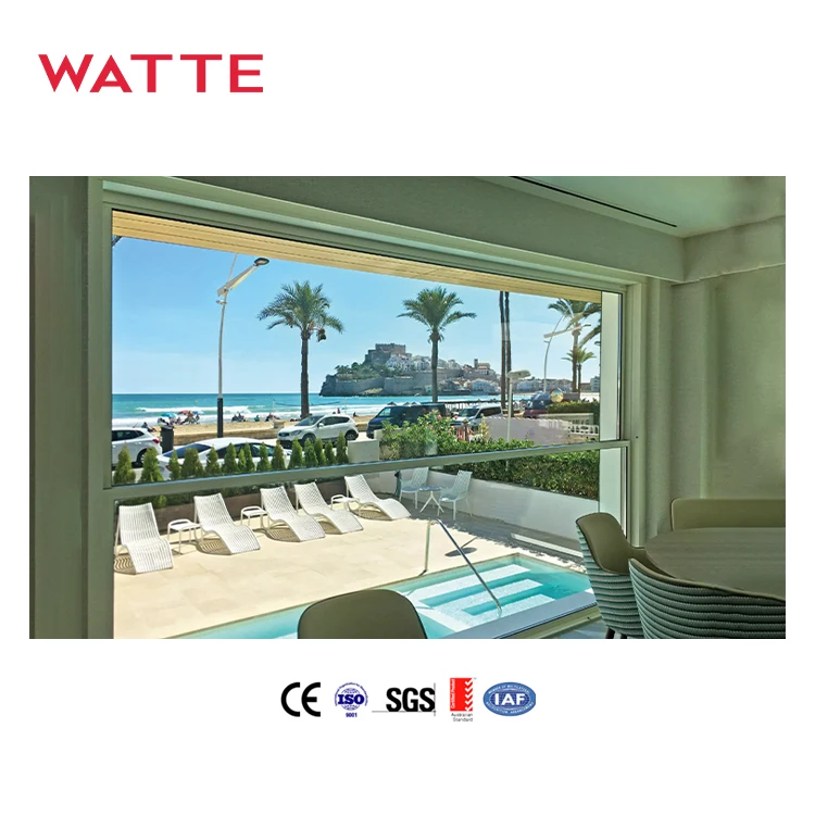 Aluminum window Large Size Double Glass Aluminum Frame Single Hung Automatic Vertical Slide Electric Lift Up Window