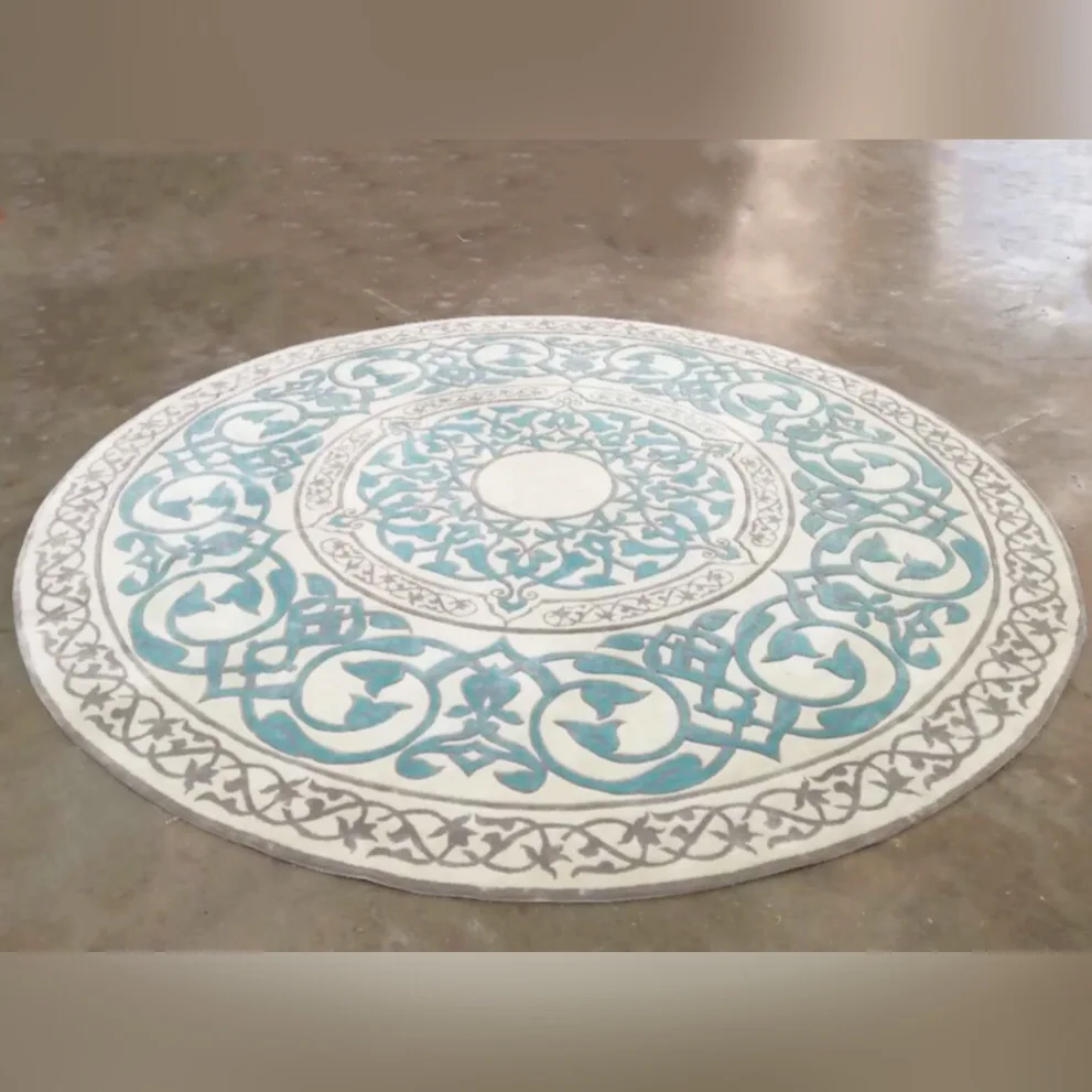 Modern design customized furniture round carpet  high quality Floor wool and silk rug Luxury home hotel living room