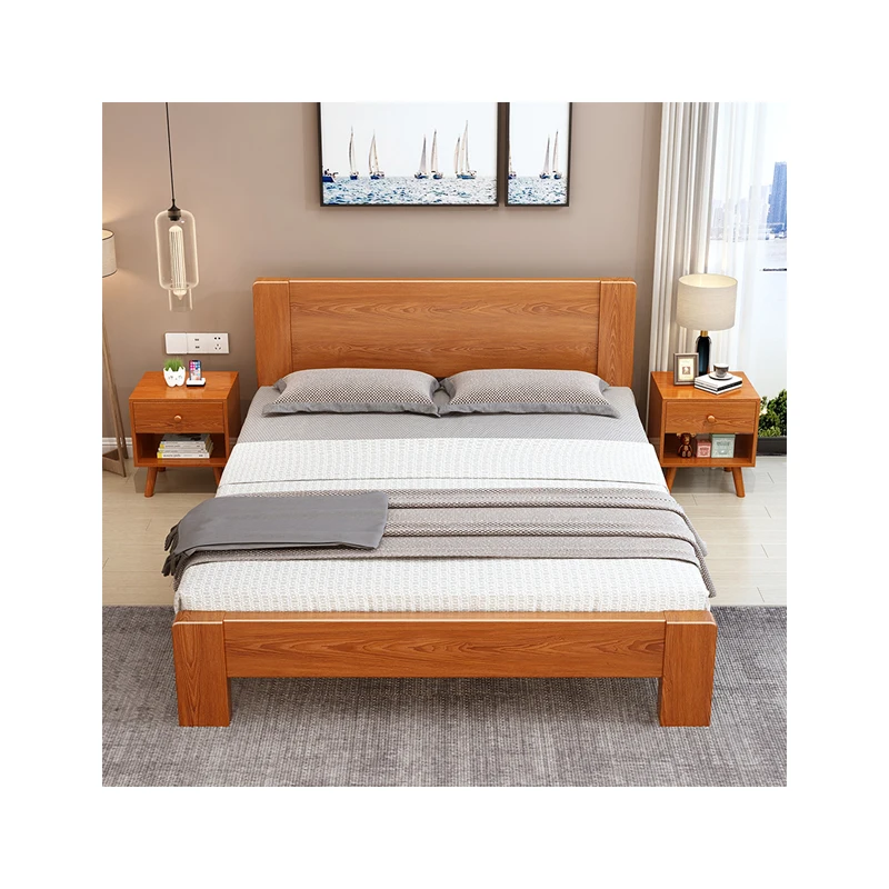 
Factory direct supply comfortable and spacious solid wood big bed 
