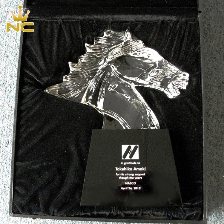 High Quality Mustang Crystal Horse Award For Horse Head Statue Business Trophy Souvenirs