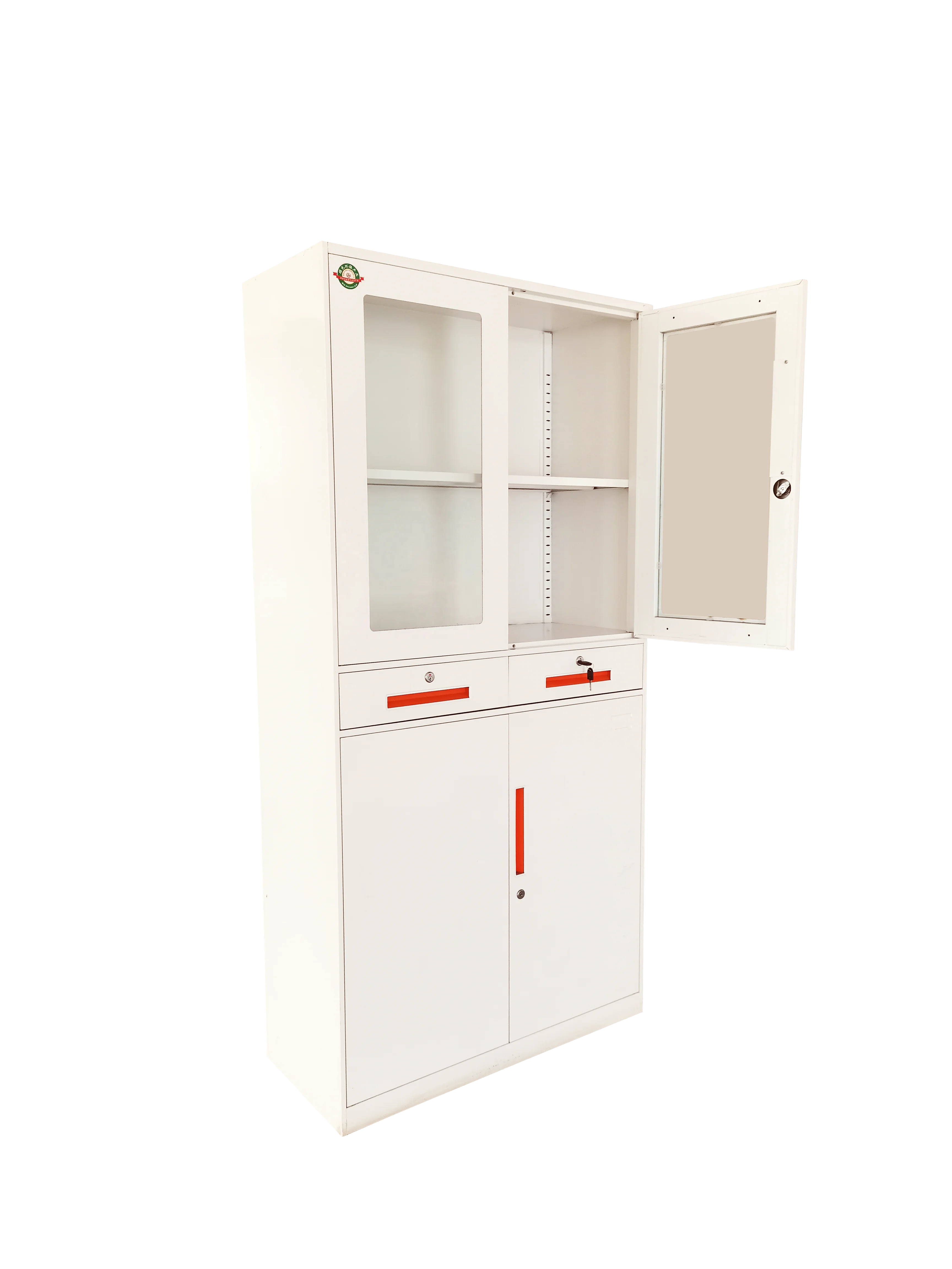 Hot sale office furniture cabinet manufacturers metal 2 door cupboard steel storage file glass cabinet