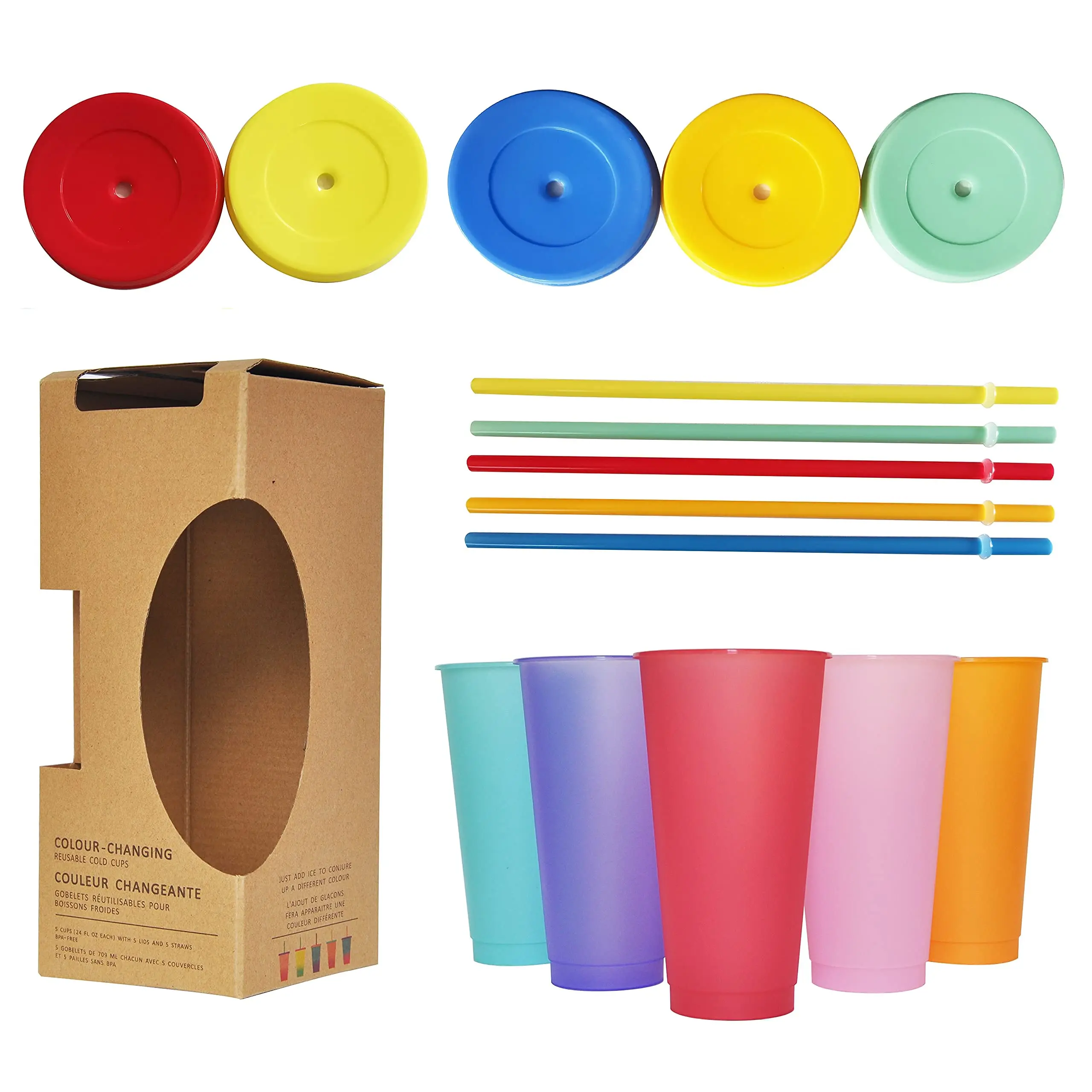 Profession Design Reliable And Good Reusable bottle water Custom Logo  Friendly Color Changing Plastic Cup With Lids And Straws