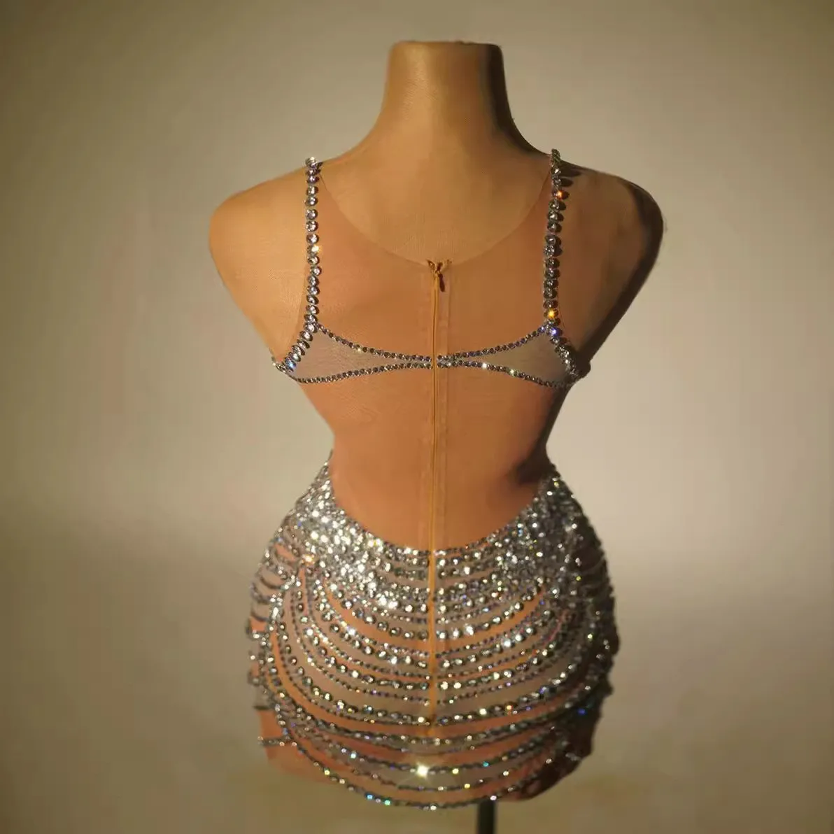Novance Y3769 One Size Party Rhinestone Dress With Straps Mini Cocktail Dress For Women Sexy Womens Party Wear For Birthday