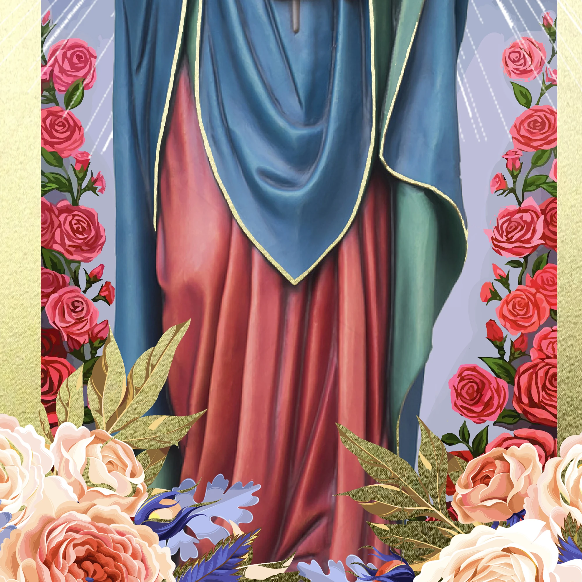 The Virgin Mary Embracing Divine Love and Protection Frame Painting  Canvas Art Religious Wall Art