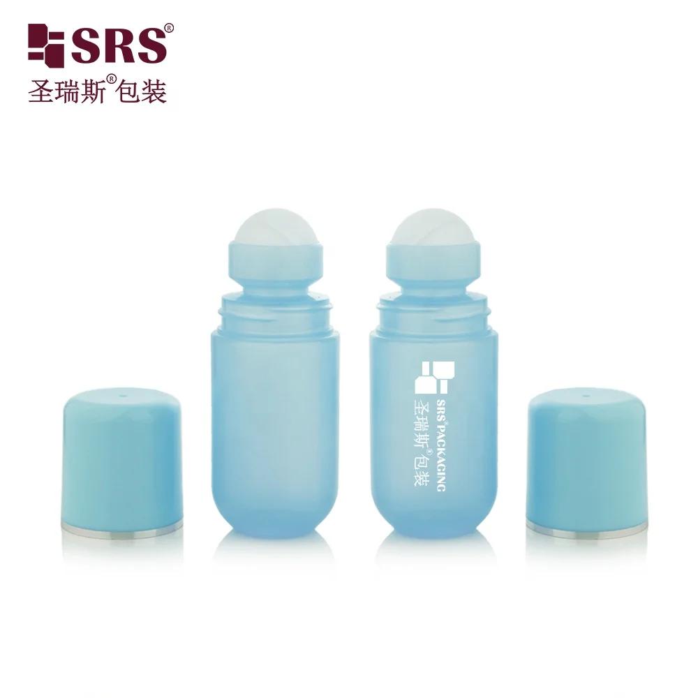 RPPA-50ml Empty Wholesale PP PCR Plastic Deodorant Liquid Packaging Round Bottom With Blue Silver Ring Cap Manufacture