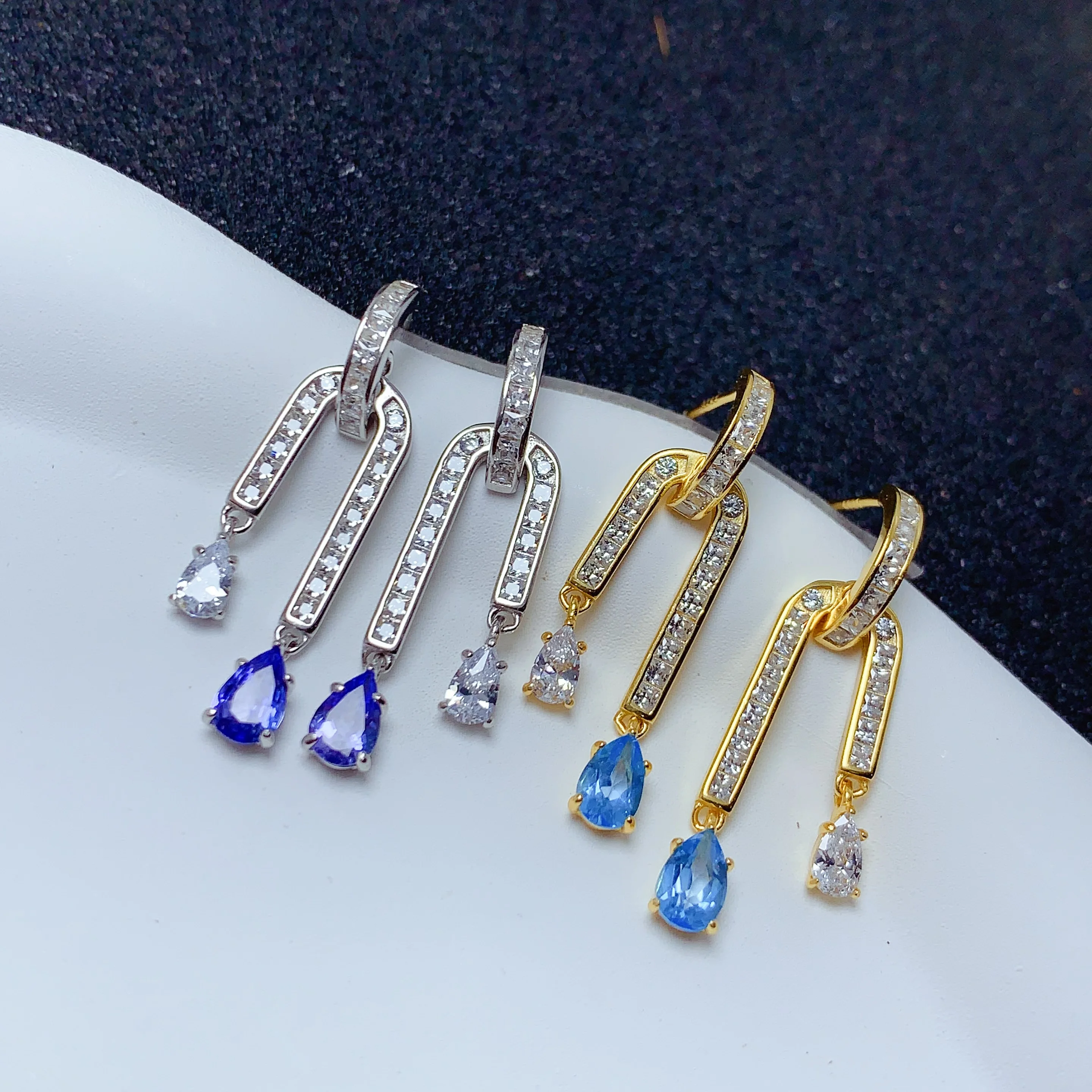 Low MOQ Feather Butterfly 925 Silver Natural Topaz Drop Designs Display Stand Jewelry For Women