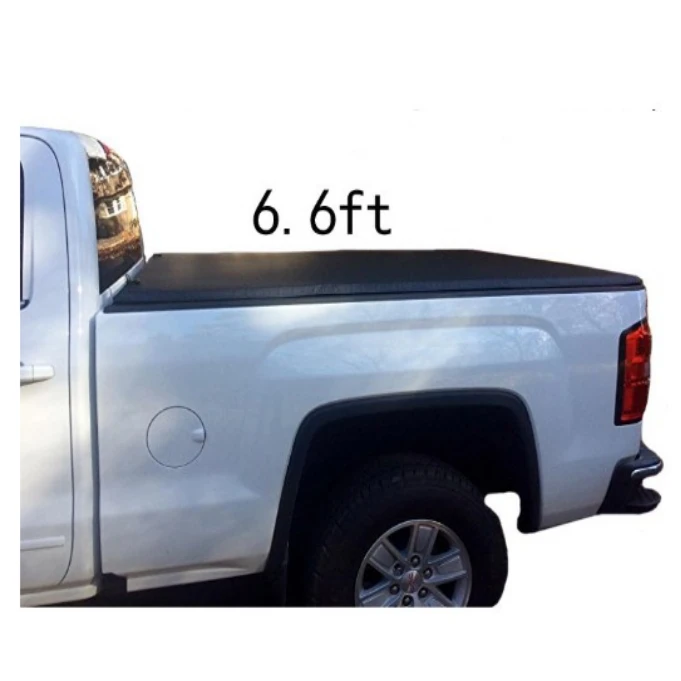 Diroan New PVC leather 6063 Aluminum Silverado/Sierra 6.6ft black color pickup truck carriage soft Tri-Fold tonneau Cover