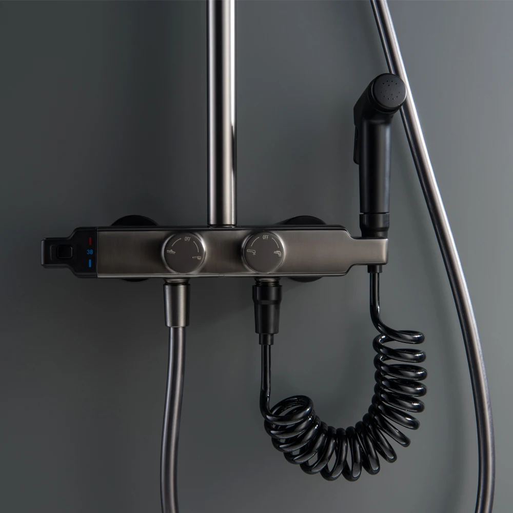 Momali hot metal gun bathroom shower set faucet hot design water saving bath mixer faucet wall mounted shower faucet