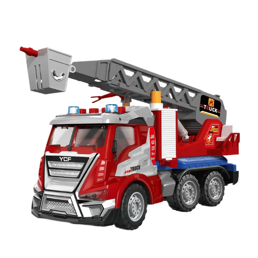 suppliers new design plastic simulation 1:16 fire ladder truck spray water friction vehicle model inertia truck toy