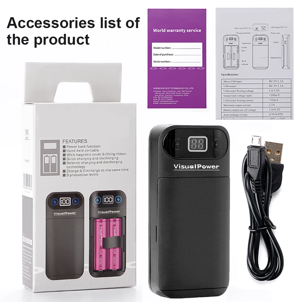 Best Customized DIY Power Bank Battery charger Supply Power For mobile device Lion 18650 rechargeable batteries