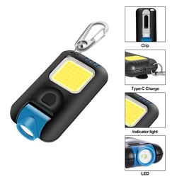 Bright Mini Keychain Flashlight USB Rechargeable Small Keychain Flashlight With 6 Lighting Clip-on Pocket Light For Outdoor