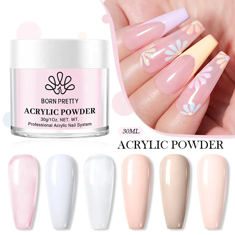 BORN PRETTY Private Label продукты для ногтей кристально чистый белый розовый акриловый порошок наращивания и резьбы
