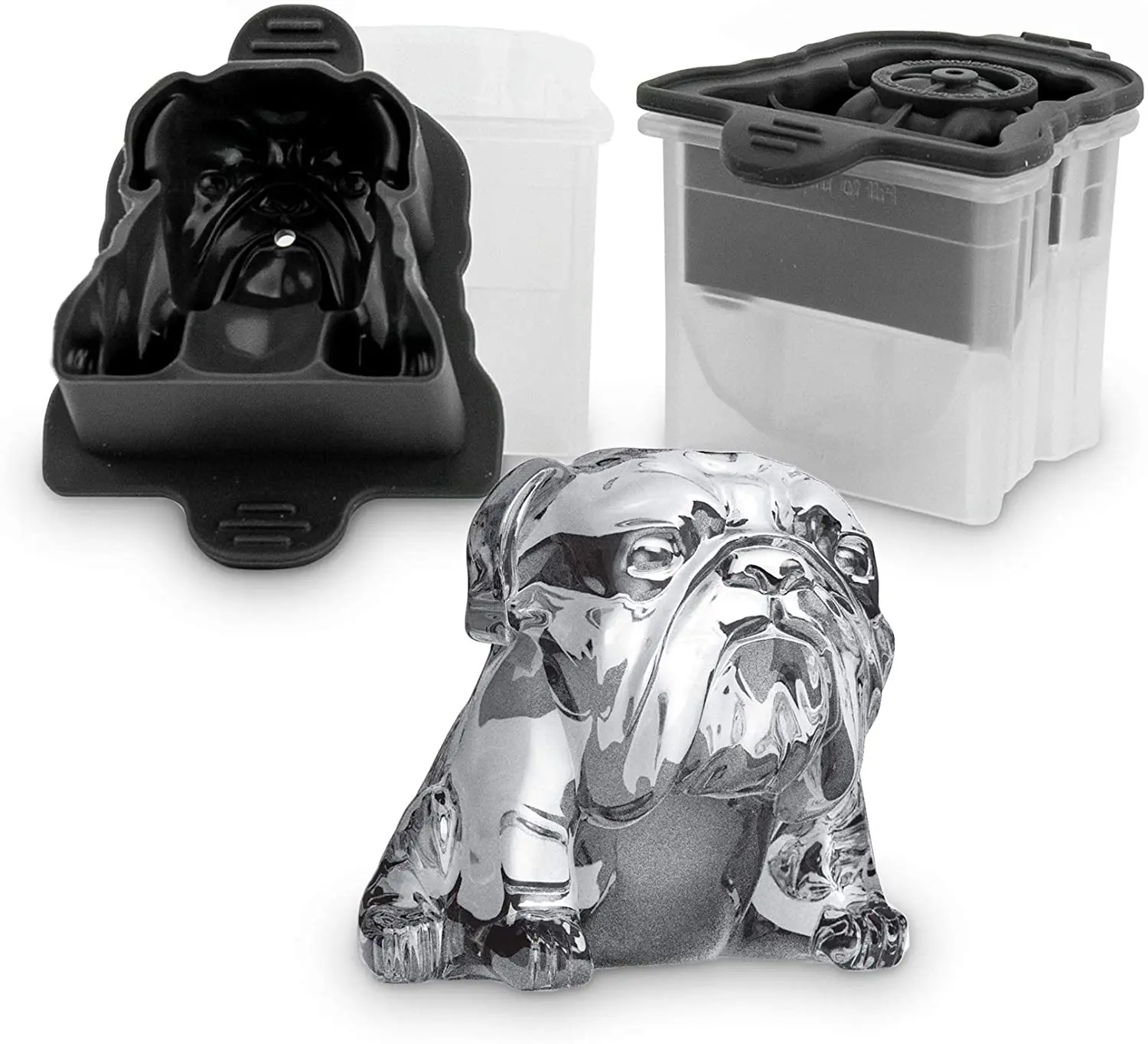 Bulldog Ice Silicone Sealed Lid Anti-Tip Set of 2 Stackable Molds
