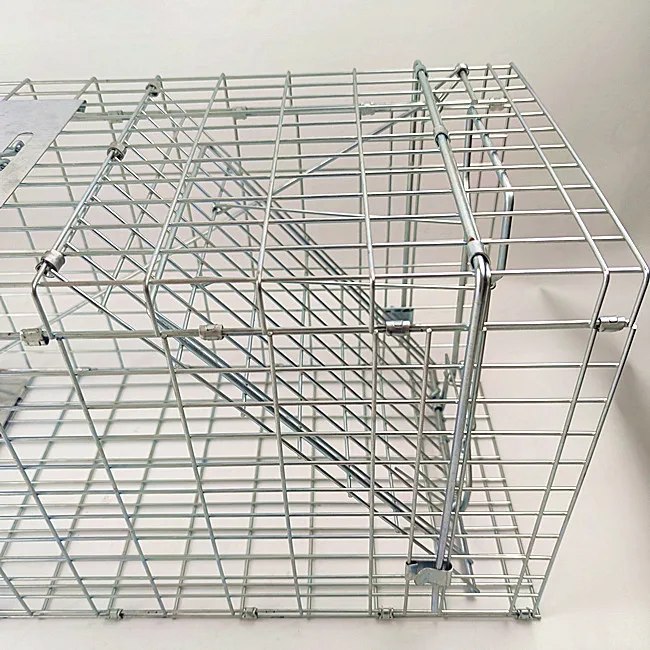 collapsible wire mesh wild animal catching humane steel one door rabbit dog cat trap cage