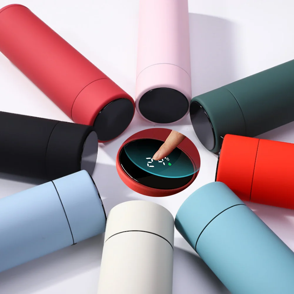 Matte color smart water bottle insulated temperature display vacuum insulated stainless steel water bottle