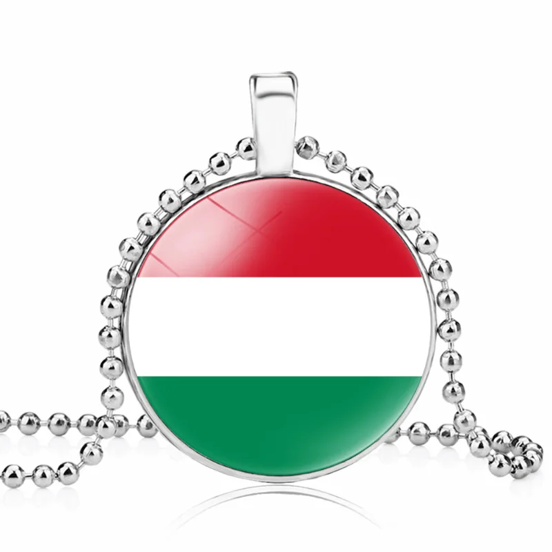 britain Flag Design Glass Dome Pendant Trays Bezel Setting Necklace Country Flag Chain Necklace