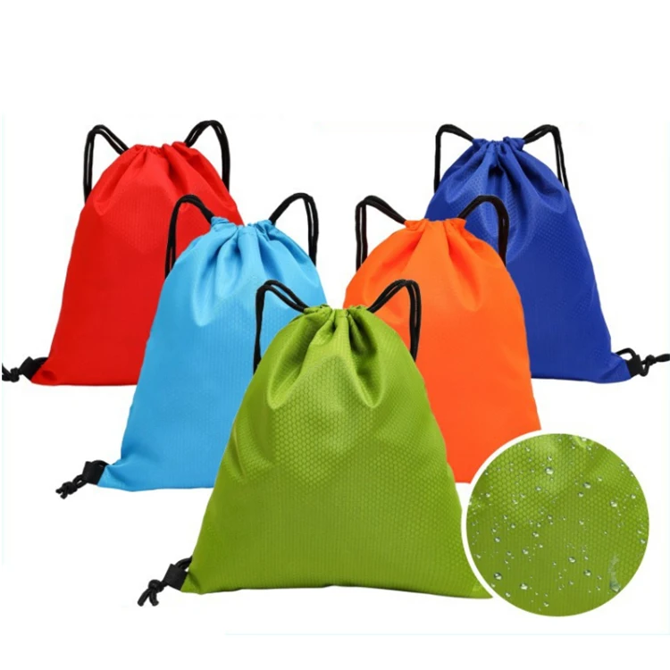 Custom logo promotional sports bags recycled waterproof polyester backpacks drawstring bag