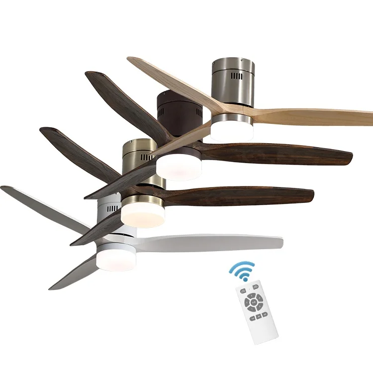High Quality Iron Solid Wood Remote Control Decorative Home Led Ceiling Fan With Light