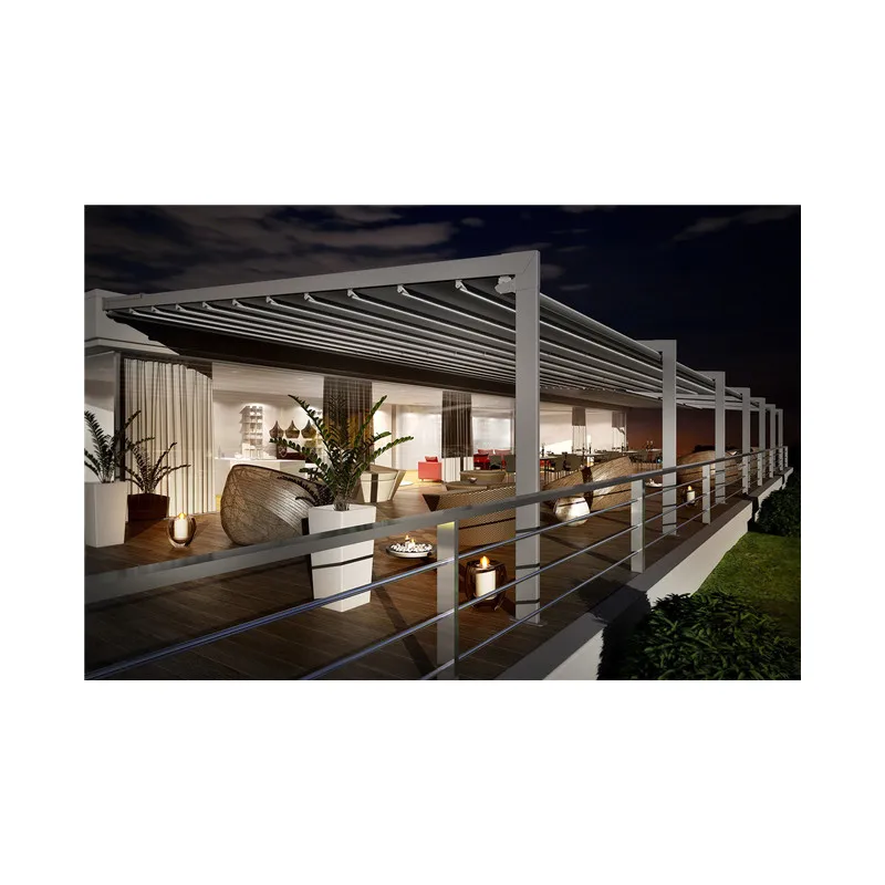 waterproof electric folding awning roof motorized outdoor retractable aluminum pergola shades