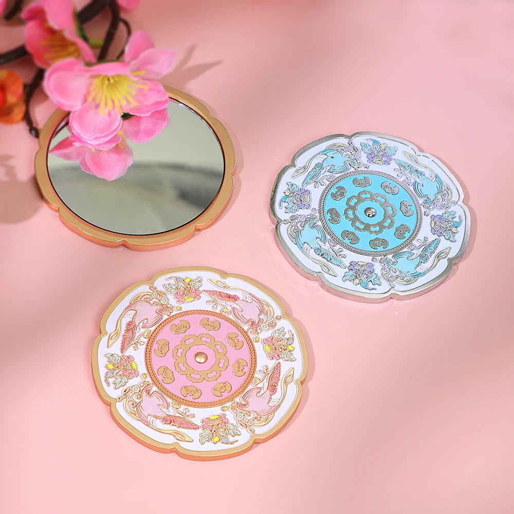 Custom Luxury Hard Soft Enamel Pocket Mirror Mini Make Up Hand Mirror for Wedding Gift