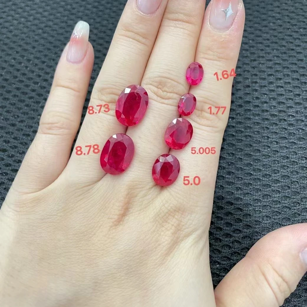 Lab Grown Oval Pigeon Blood Ruby Gemstone For Fing Jewelry Making