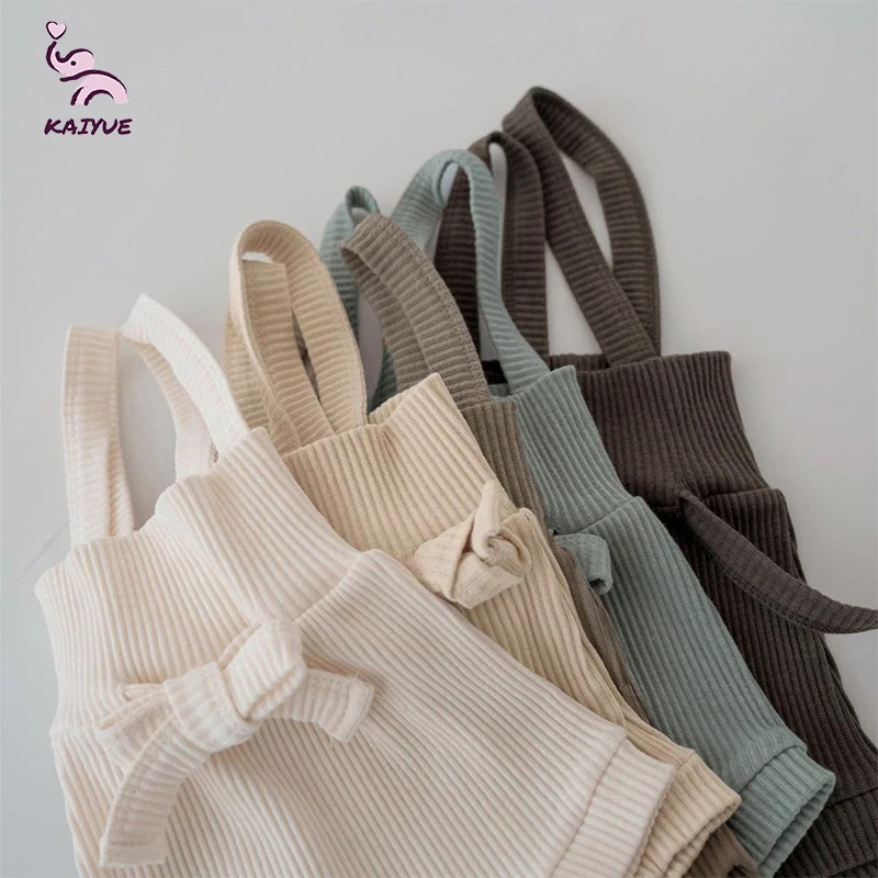 2024 Summer Baby Girls Clothes Sets Cute Cotton Short Sleeve Fashionable Thin Adjustable Suspenders Cotton  Button Suit